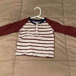 Carter's Maroon and Gray Striped Raglan Tee